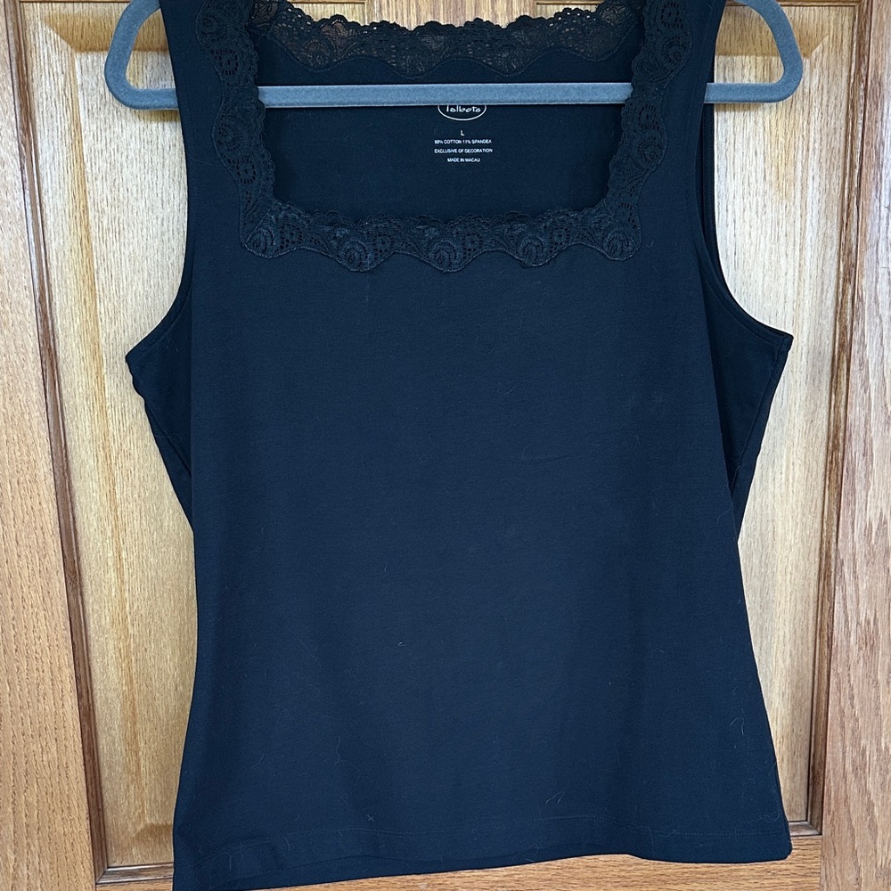 Talbots Lace Trim Square Neck Tank